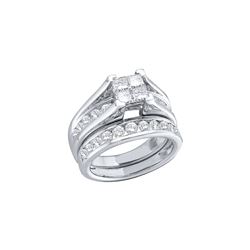 0.5 CTW Natural Princess Invisible-set Diamond Bridal Engagement Ring 10K White Gold