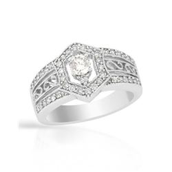 14K White Gold 0.74CTW Diamond Ring - REF-110M9F