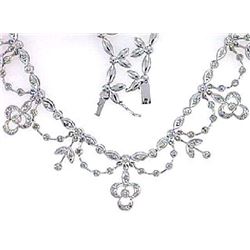 18K White Gold 2.9CTW Diamond Necklace - REF-585R5K