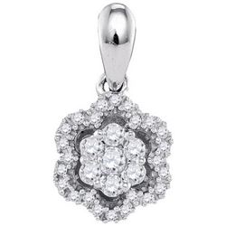 0.2 CTW Natural Diamond Flower Cluster Pendant 10K White Gold