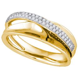 0.2 CTW Natural Pave-set Diamond Crossover Band 14K Yellow Gold