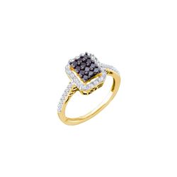 0.5 CTW Black Colored Diamond Cluster Ring 10K Yellow Gold