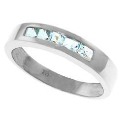 Genuine 0.50 ctw Aquamarine Ring Jewelry 14KT White Gold - REF-47T2A