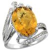 Image 1 : Natural 5.76 ctw quartz & Diamond Engagement Ring 14K White Gold - REF-90H5W