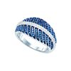 Image 1 : 0.4 CTW Blue Colored Diamond Milgrain Cocktail Ring 10K White Gold