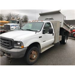 2003 FORD F-450XL SUPER DUTY, 2DR DUMP, WHITE , VIN #1FDXF47P83EC09805