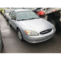 2001 FORD TAURUS LX, 4 DOOR SEDAN, GREY, VIN # 1FAFP52U71G126454
