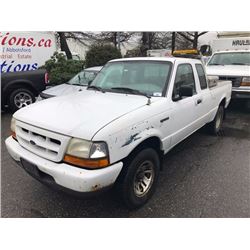 1999 FORD RANGER, 2DR PU, WHITE, VIN # 1GFTYR14U8XTA71855