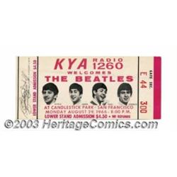 Beatles - Music Memorabilia, Unused Concert Ticket, Candlestick Park (1966)