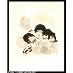Beatles - Music Memorabilia, Beatles "Yellow Submarine" Hand Drawn Poster of Alternate One Sheet