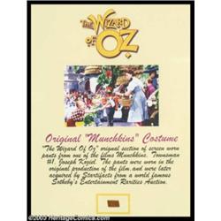 Joseph Koziel - Screen-Worn Movie Costume Munchkin Artifact from "The Wizard of Oz"