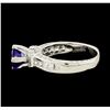 Image 3 : 1.23 ctw Tanzanite and Diamond Ring - 18KT White Gold