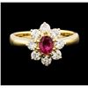 Image 2 : 0.39 ctw Ruby and Diamond Ring - 18KT Yellow Gold