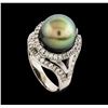 Image 4 : Pearl and Diamond Ring - 14KT White Gold