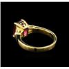 Image 3 : 1.90 ctw Rubellite and Diamond Ring - 14KT Yellow Gold