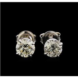 2.17 ctw Diamond Solitaire Earrings - 14KT White Gold