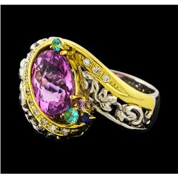 3.98 ctw Kunzite Ring - Platinum and 18KT Yellow Gold