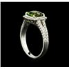 Image 4 : 1.76 ctw Green Tourmaline and Diamond Ring - 14KT White Gold