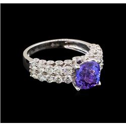 18KT White Gold 2.30 ctw Tanzanite and Diamond Ring