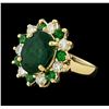 Image 1 : 4.04 ctw Emerald, Tsavorite and Diamond Ring - 14KT Yellow Gold