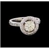 Image 1 : 1.55 ctw Diamond Halo Ring - 14KT White Gold