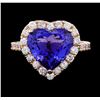 Image 2 : 5.44 ctw Tanzanite and Diamond Ring - 14KT Rose Gold