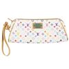 Image 1 : Louis Vuitton White Leather Multi-Color Monogram Zippered Clutch