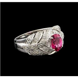 1.34 ctw Pink Tourmaline and Diamond Ring - 10KT White Gold