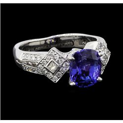 3.00 ctw Tanzanite and Diamond Ring - 18KT White Gold