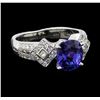 Image 3 : 3.00 ctw Tanzanite and Diamond Ring - 18KT White Gold
