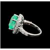 Image 3 : GIA Cert 7.46 ctw Emerald and Diamond Ring - 14KT White Gold