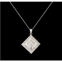 1.33 ctw Diamond Pendant with Chain - 14KT White Gold