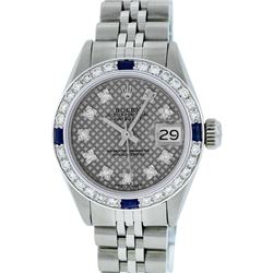 Rolex Stainless Steel VVS Diamond and Sapphire DateJust Ladies Watch