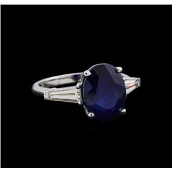 5.14 ctw Sapphire and Diamond Ring - 14KT White Gold