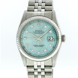 Rolex Stainless Steel Ice Blue Diamond DateJust Men's Watch