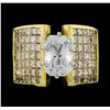 Image 2 : 4.44 ctw White Sapphire and Diamond Ring - 18KT Yellow and White Gold