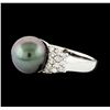 Image 1 : Pearl and Diamond Ring - 14KT White Gold