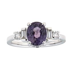 2.01 ctw Purple Sapphire and Diamond Ring - 18KT White Gold