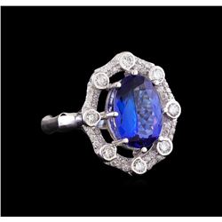 14KT White Gold 6.74 ctw Tanzanite and Diamond Ring