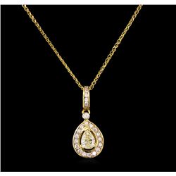 1.37 ctw Diamond Pendant With Chain - 14KT Yellow Gold