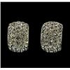 Image 1 : 10x15mm Crystal Pave Hoop Earrings - Metal