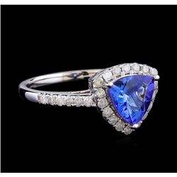 1.34 ctw Tanzanite and Diamond Ring - 14KT White Gold