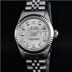 Rolex Stainless Steel Diamond DateJust Ladies Watch