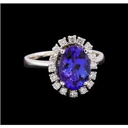 3.02 ctw Tanzanite and Diamond Ring - 14KT White Gold