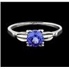 Image 2 : 0.99 ctw Tanzanite Ring - 10KT White Gold