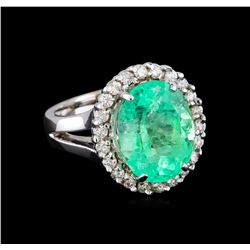 7.20 ctw Emerald and Diamond Ring - 14KT White Gold