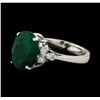 Image 1 : 4.36 ctw Emerald and Diamond Ring - 14KT White Gold