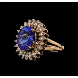 5.91 ctw Tanzanite and Diamond Ring - 14KT Rose Gold