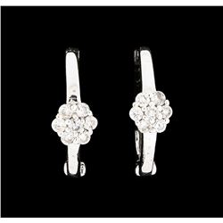 0.13 ctw Diamond Hoop Earrings - 14KT White Gold