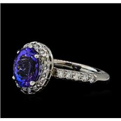 2.71 ctw Tanzanite and Diamond Ring - 14KT White Gold